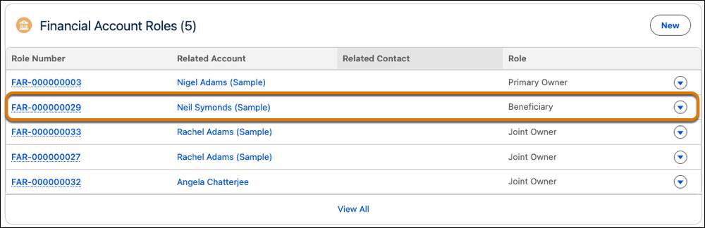 A screenshot of Nigel’s Investment Account with a red box around the Financial Account Roles section