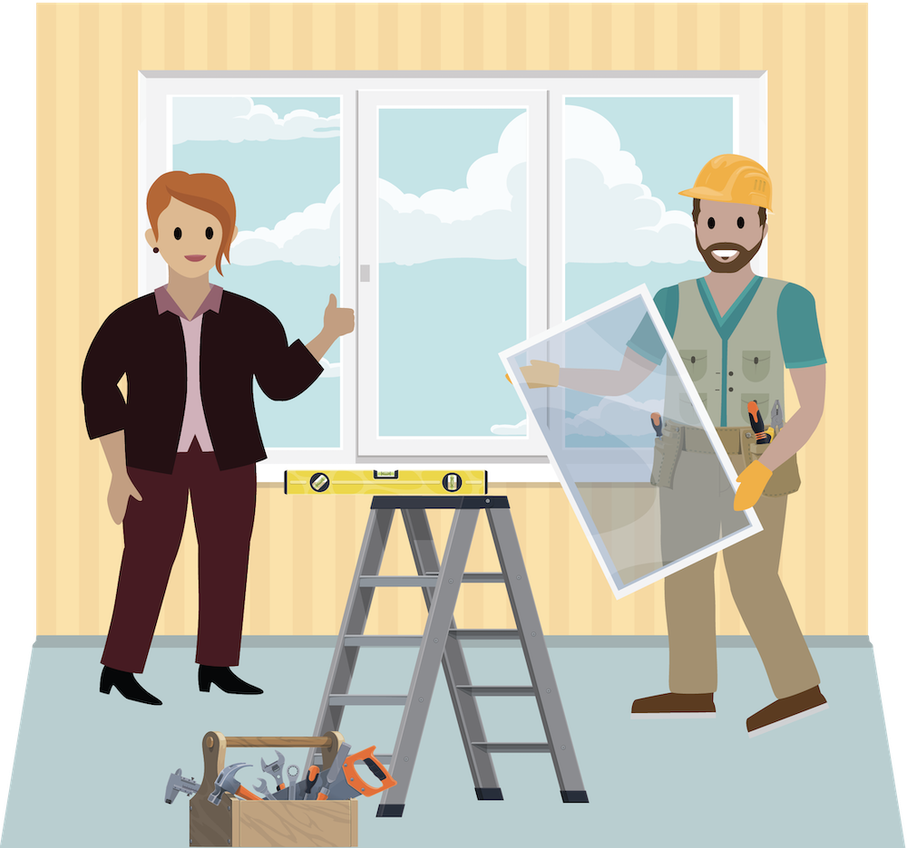 Tim installs a window in a home.