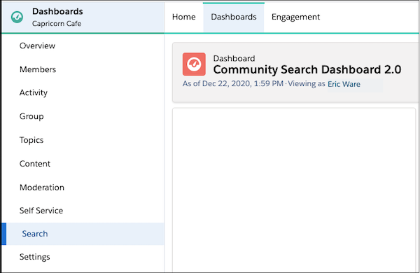 Seite 'Dashboards' mit hervorgehobenem Dashboard 'Suchen'