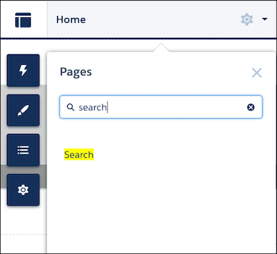 Dans le menu Pages, saisissez Recherche dans la zone Rechercher une page ; puis sélectionnez Recherche parmi les modèles de pages