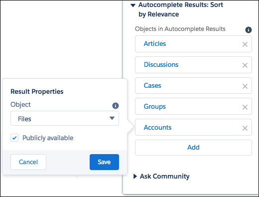 Alterar o objeto recém-adicionado ao objeto Arquivos nas Propriedades do resultado
