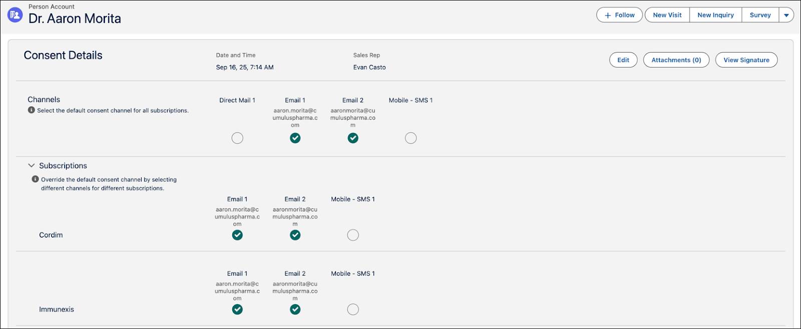 取引先のコミュニケーションに関する同意の編集。