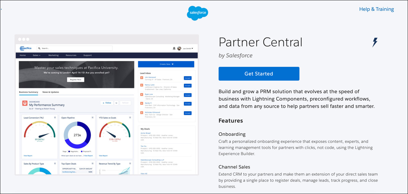 Die Vorlage 'Partner Central' speziell für Anwendungsfälle im Partnerportal.