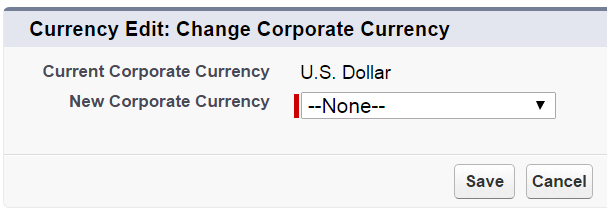 Edit corporate currency dialog