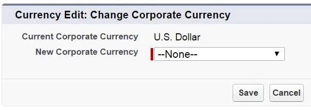 Edit corporate currency dialog