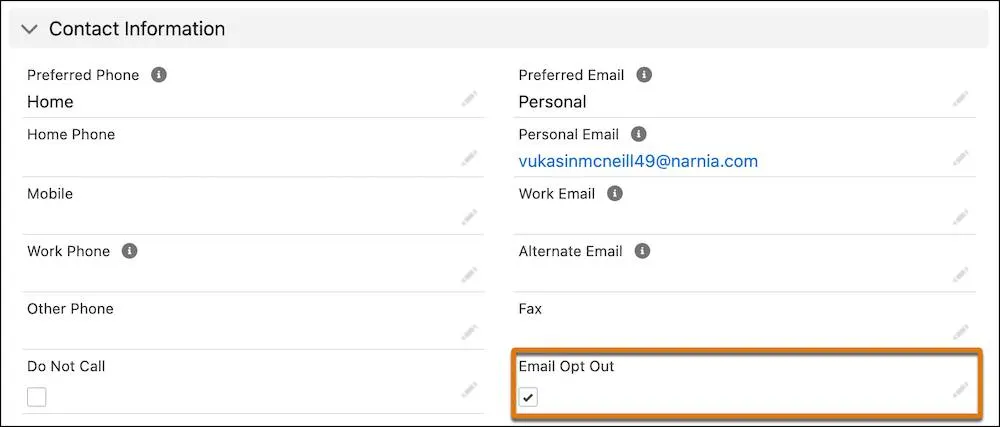 The Email Opt Out field