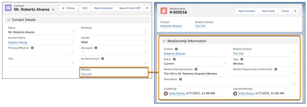 Adding reciprocal relationship directly on the contact record