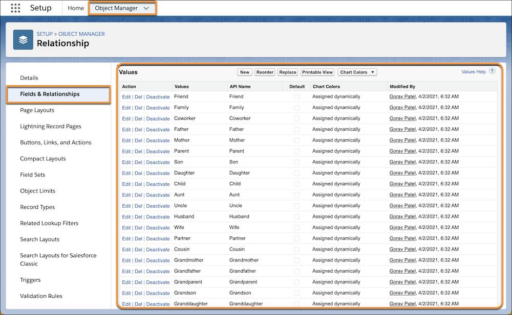 Picklist Values from the Relationship object in Object Manager