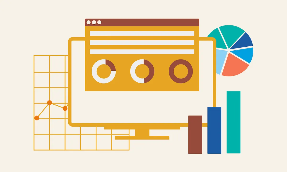 A series of charts and graphs that represent business data