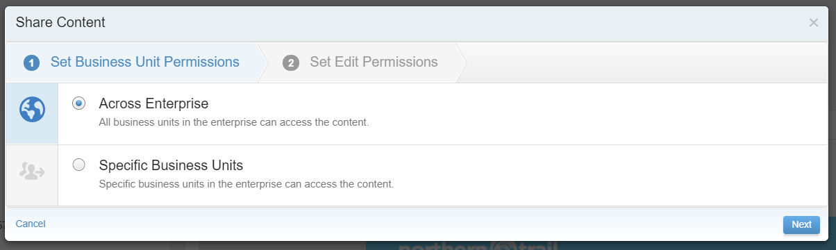 Share Content settings