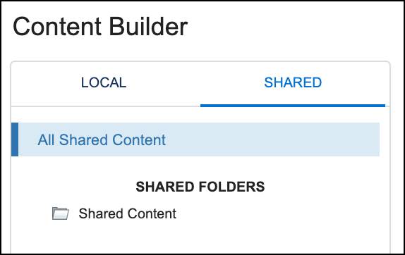 Content Builder Local and Shared tabs