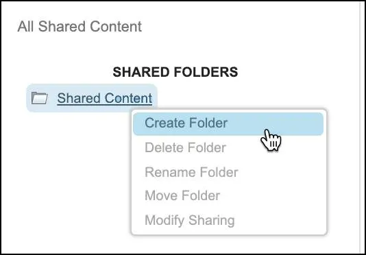 Exemplo de como criar pastas no Content Builder