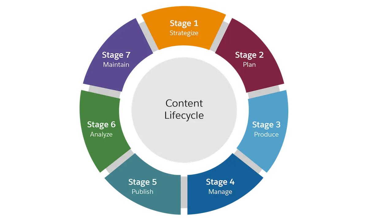 A diagram that depicts the seven stages of the content lifecycle