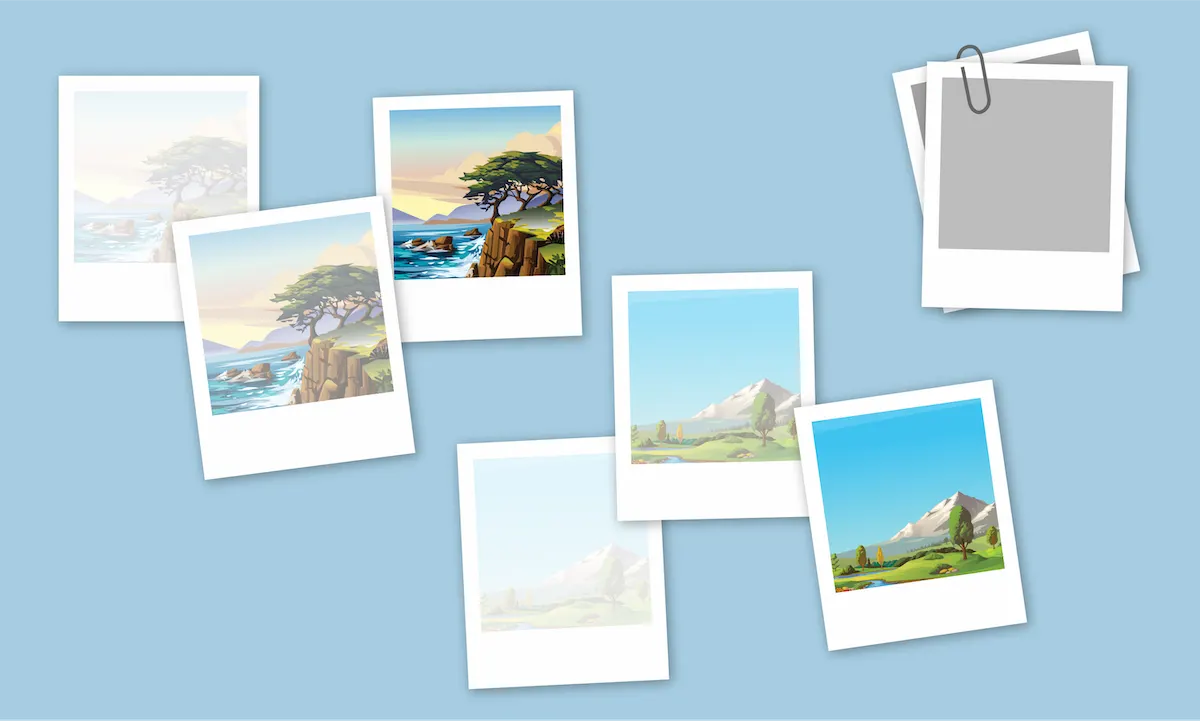 A series of Polaroid pictures at different stages of the development process