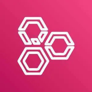 AWS Well-Architected Tool icon depicting three adjacent hexagons with bisecting lines against a magenta background