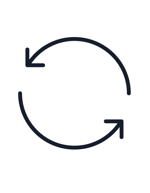 Two circular arrows indicating a continuous cycle