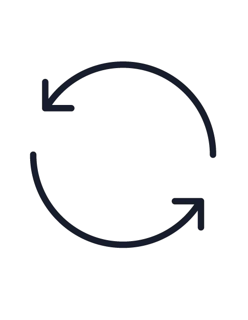 Two circular arrows indicating a continuous cycle