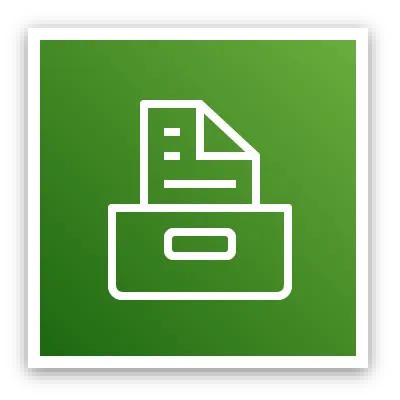 Storage service category icon depicting a file cabinet drawer with a document protruding against a green background