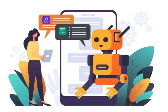 Un assistente chatbot aiuta un cliente.