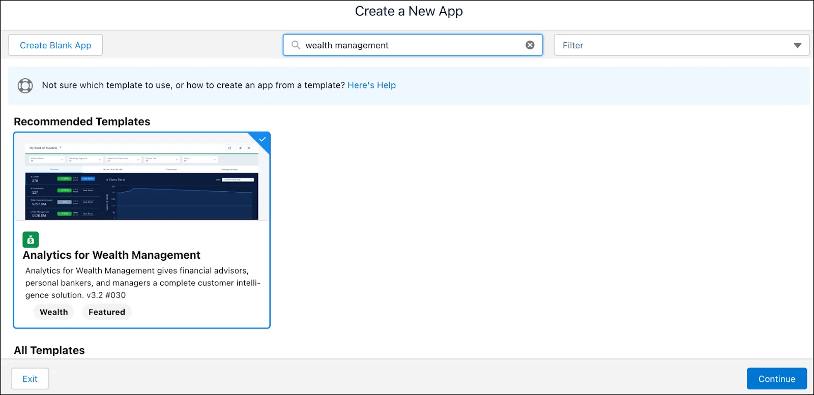 The Create a New App window