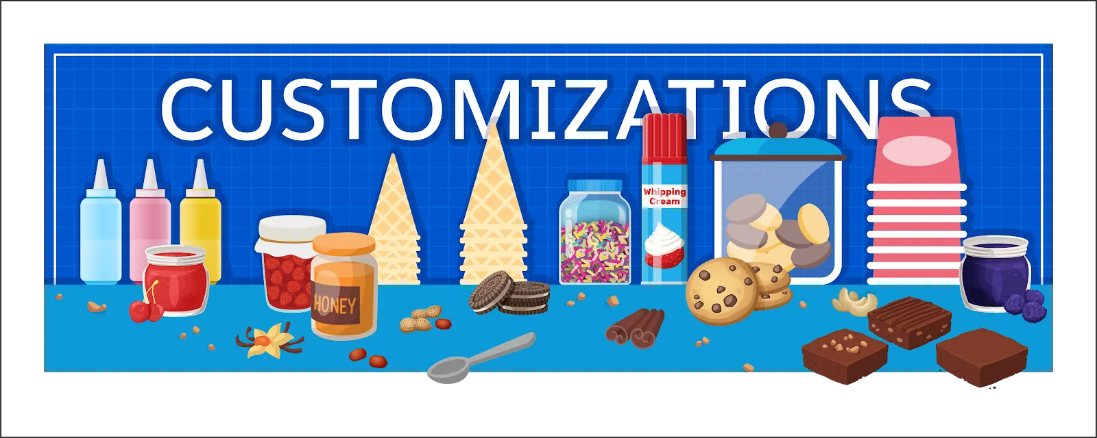 The sundae toppings are the additional customizations your particular organization needs.