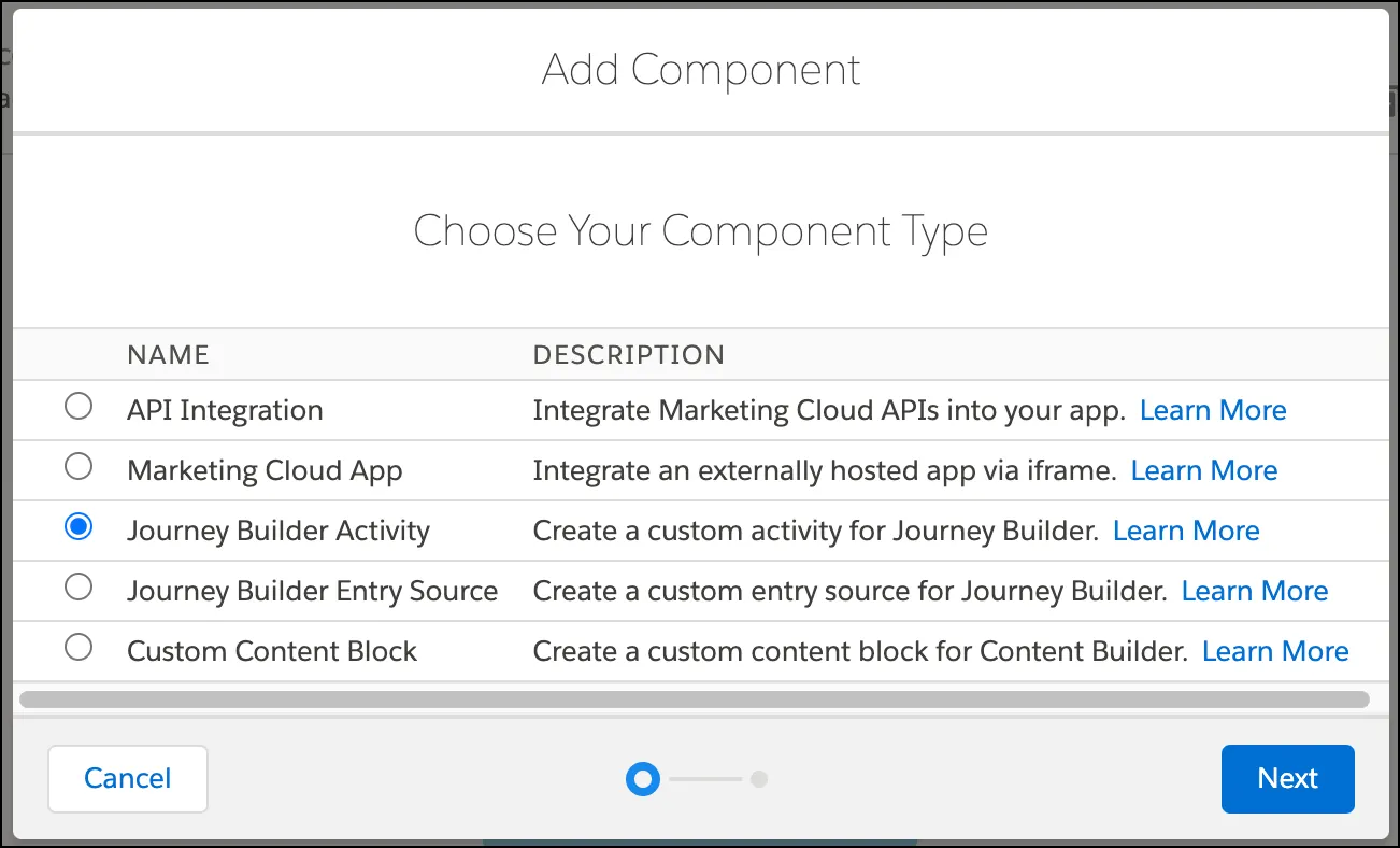 Adding a component to the new installed package