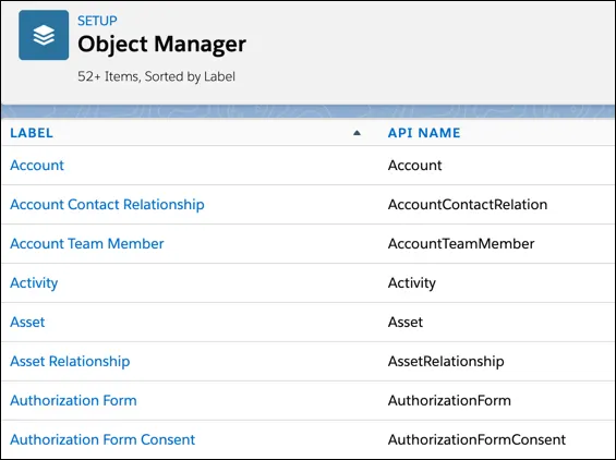 close-up of Object Manager page