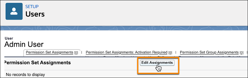 Edit Assignments for admin user.