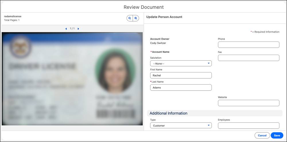 The Validate Document feature’s split-screen view.