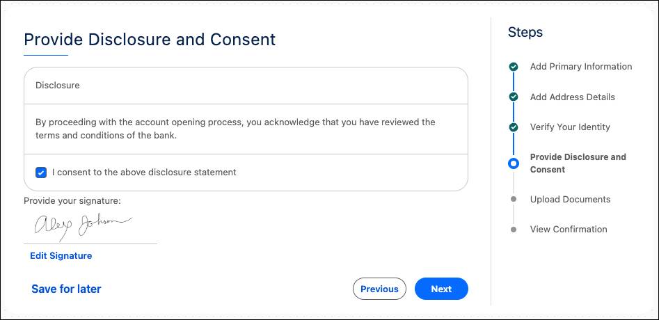 A sample consent with signature.