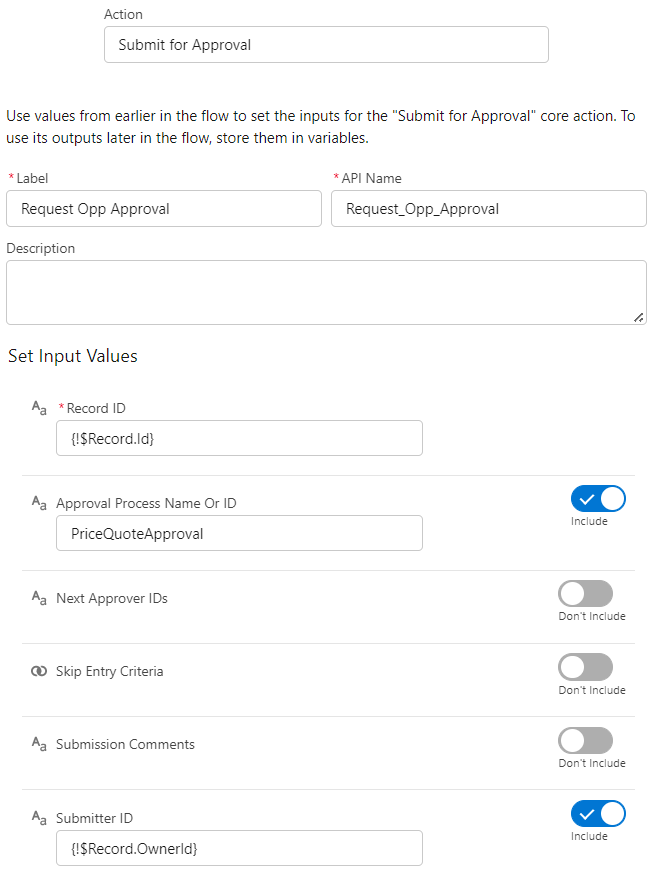 The New Action window corresponding to the preceding steps.