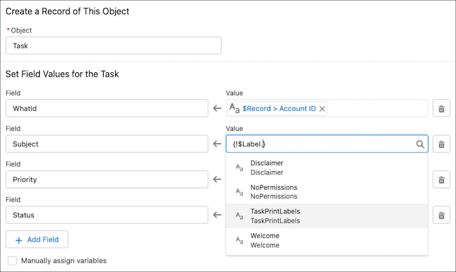 A section of the Create Records window corresponding to the preceding description.