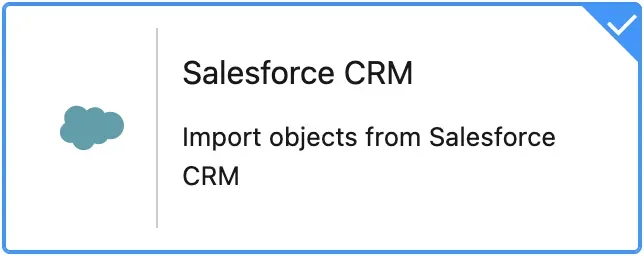 The Salesforce CRM button reads: Import objects from Salesforce CRM.