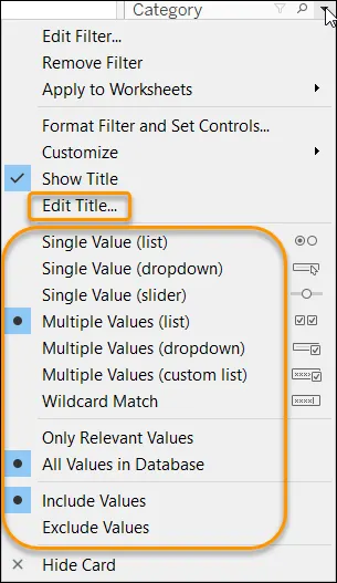 Filter context menu showing filter options