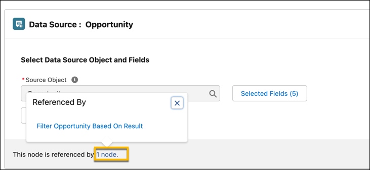 The reference node hyperlink on the Opportunity node of a DPE definition