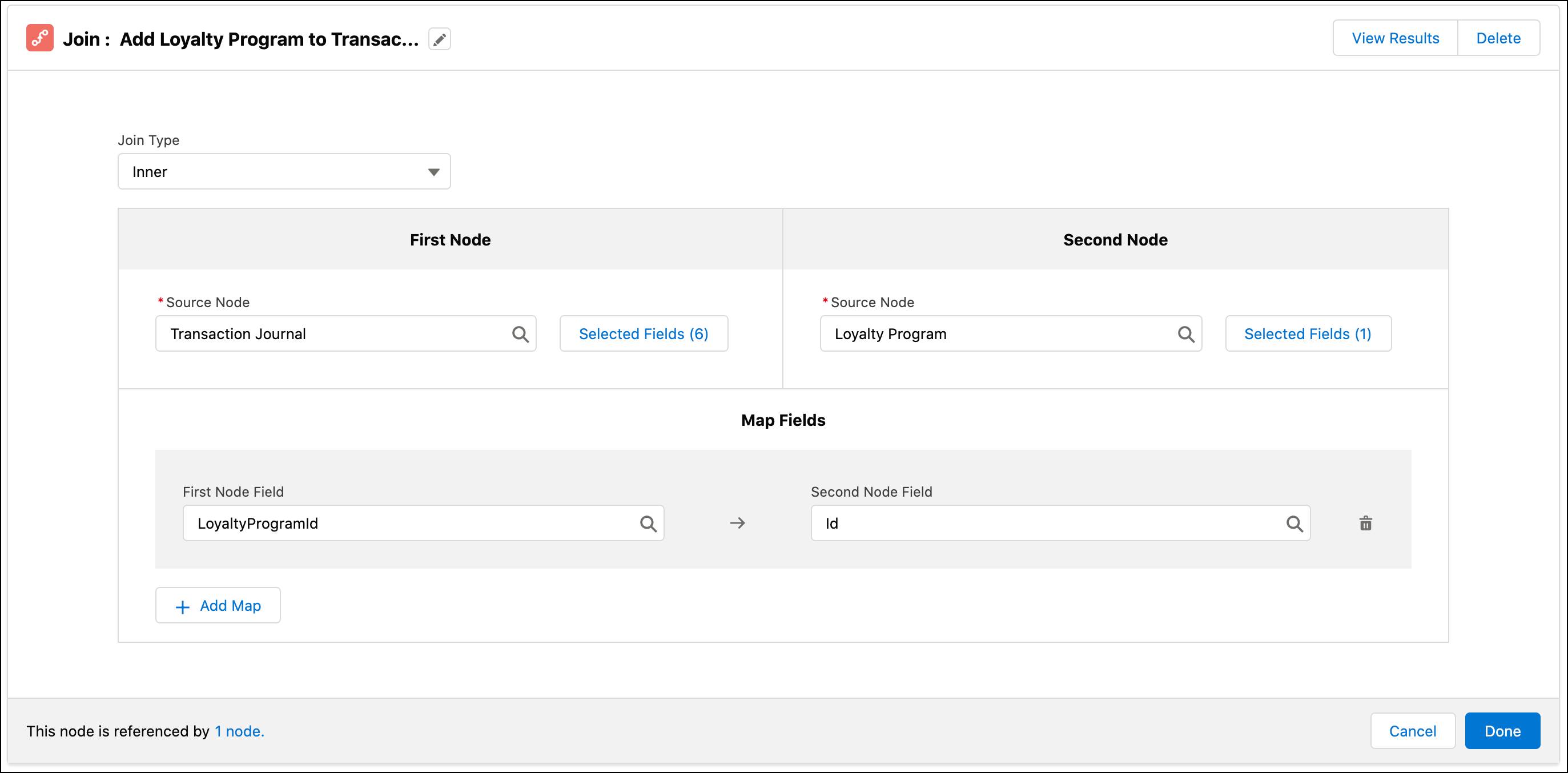 The Join window where you can add the program details to the transaction journal data.