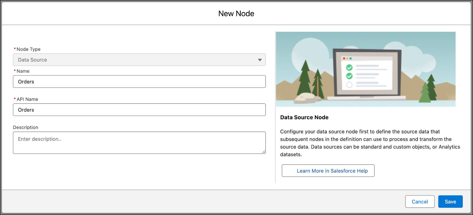 The New Node window where you enter a name for the node.