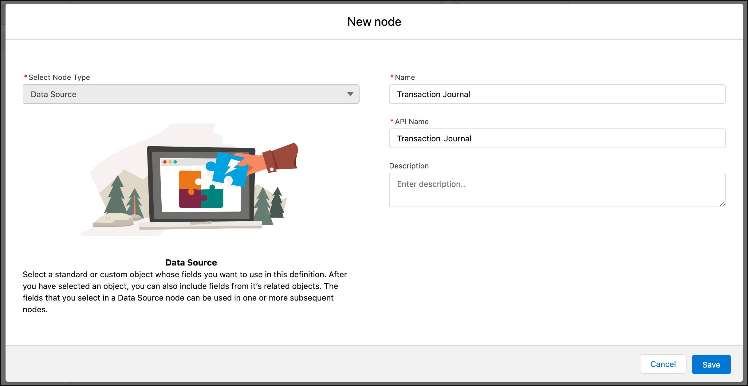 The New Node window where you can enter a name for the node.