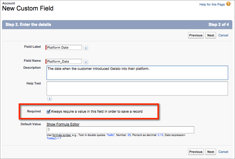 New Custom Field