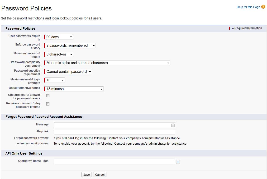 Password Policies screen where admins can set password restrictions.