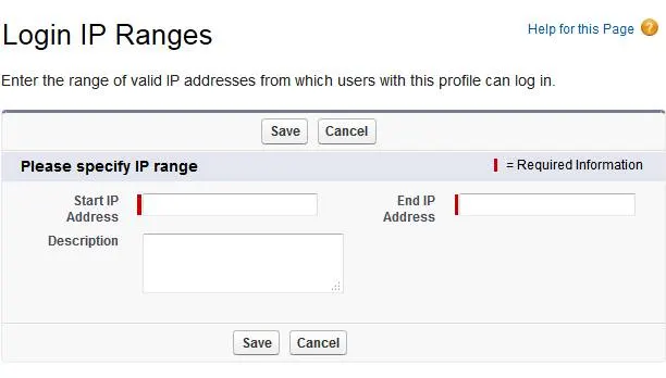 Selezione dell'intervallo IP attendibile
