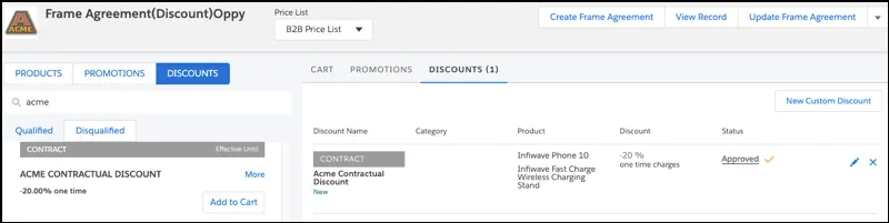 UI to add discount to the cart and creating frame agreement