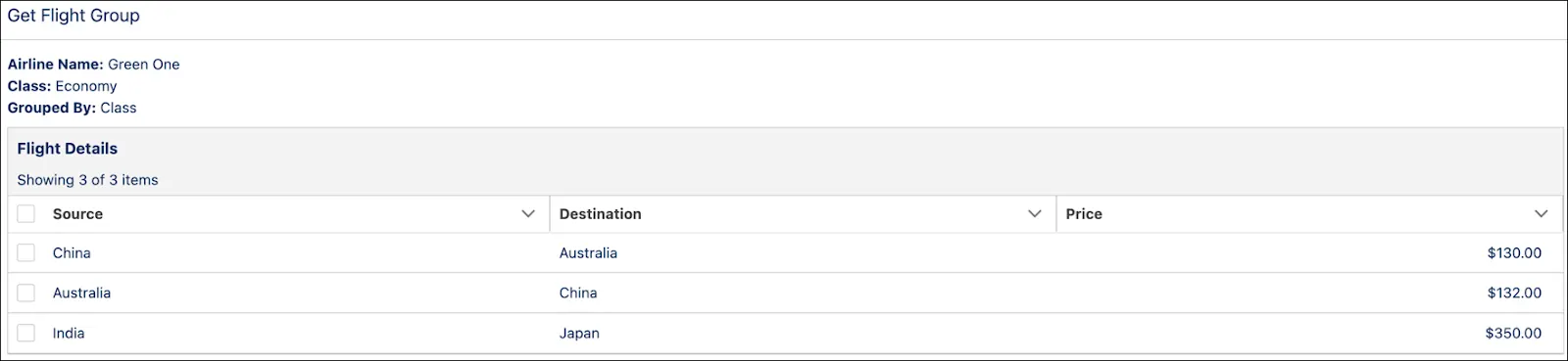 The flow output screen showing the results.