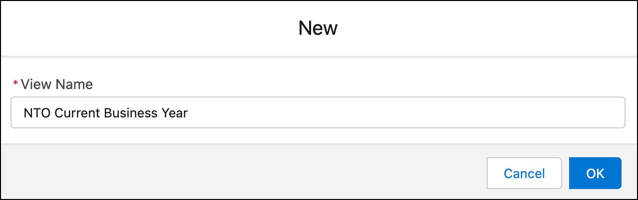 The New Trade Calendar view window showing the options to create a Trade Calendar view.