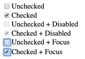 Image of all six checkbox states described above.