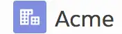 取引先を表す紫の建物のアイコンとその横に表示された取引先名「Acme」。