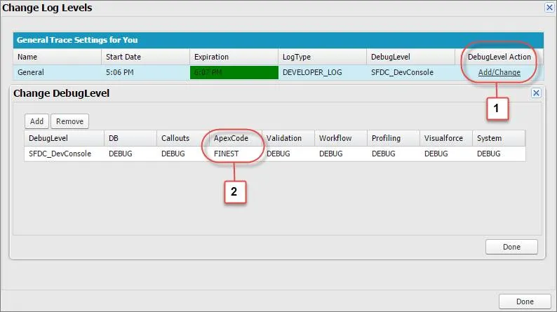 Select Log Levels