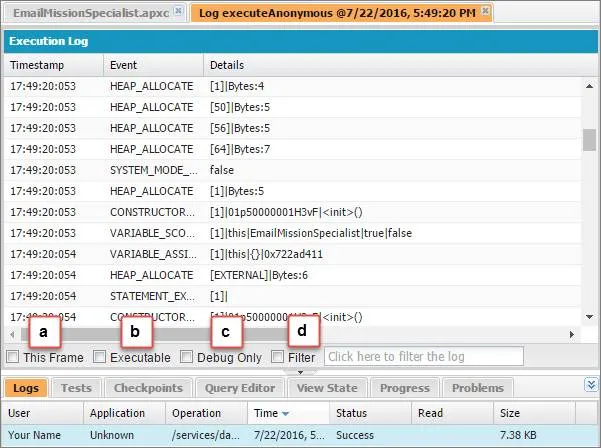 Log Results View Options