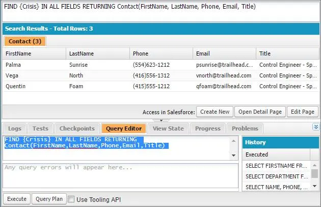 SOSL Query Results