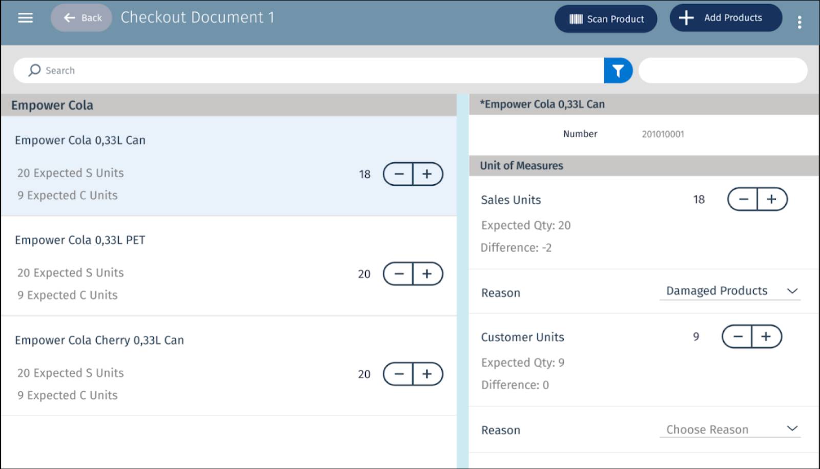 The checkout document with  truck’s inventory details.